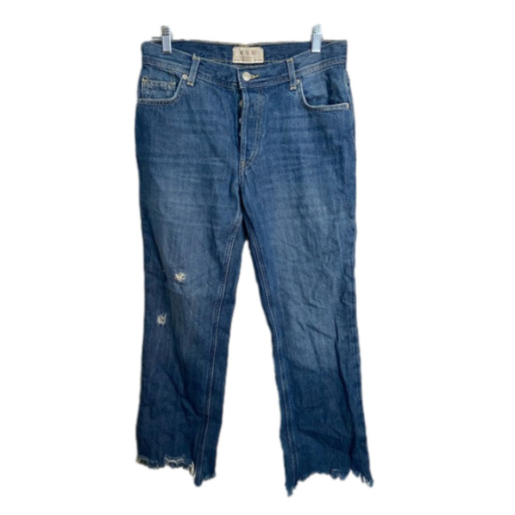 WE the Free Maggie Mid-Rise Straight-Leg Jeans size 26 raw hem - Picture 1 of 5